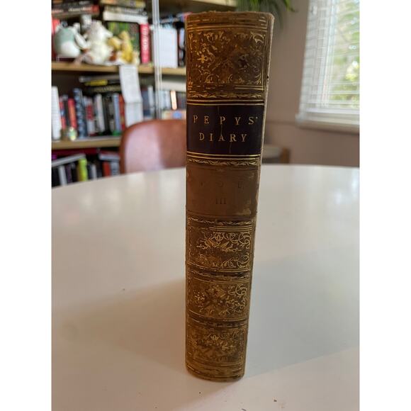 Diary of Samuel Pepys Volume III - Leather-bound marbled book - 1858, 6th edit. - Picture 8 of 9